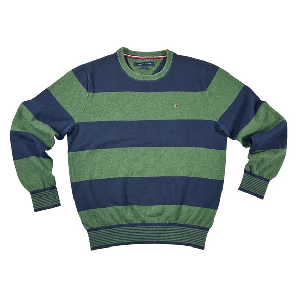 Tommy Hilfiger Other - Tommy Hilfiger Mens Striped Crewneck Sweater Green Navy Blue‎ Cotton Small